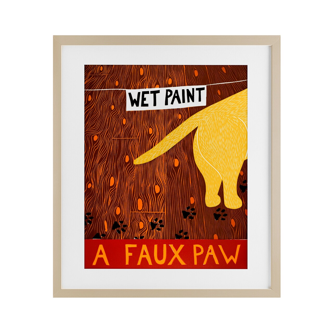 Stupell Industries Wet Paint Faux Paw Framed Print Under Glass, design by Stephen Huneck